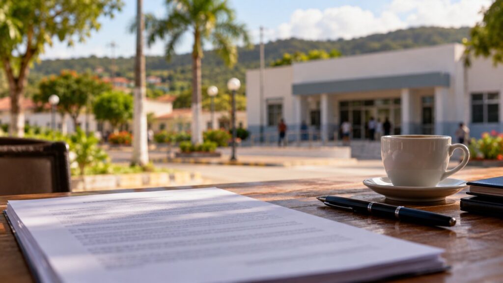 Fachada da sede da Prefeitura Municipal de Ferreiros, em Pernambuco.