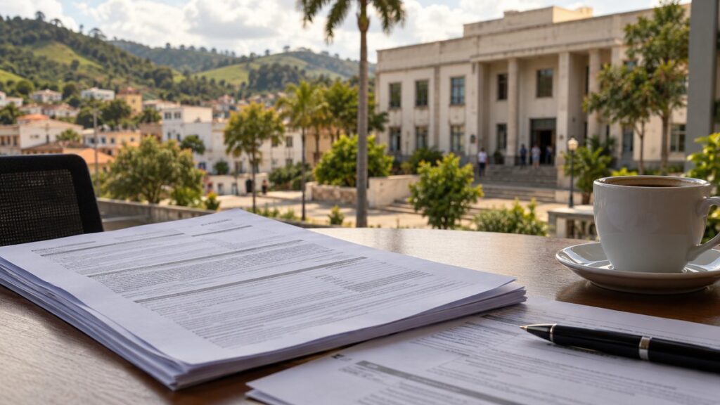 Fachada da sede da Prefeitura de Leopoldina, em Minas Gerais.